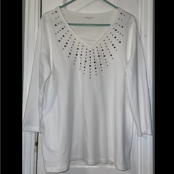 White Studded Women's Top - Picture 1 of 4